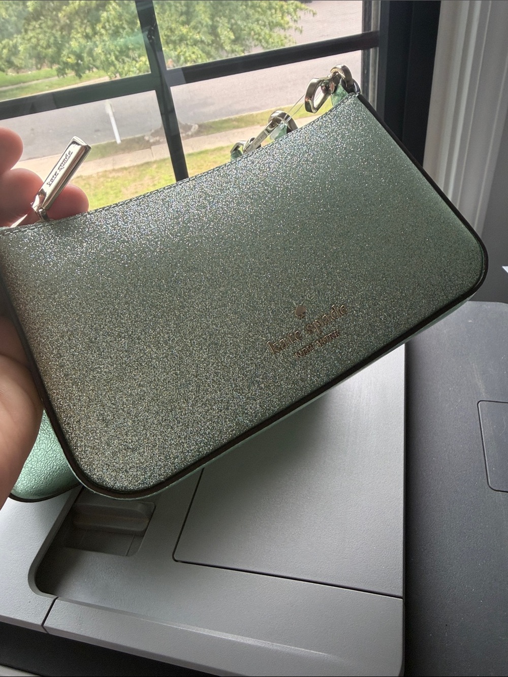 Kate Spade Sea Water Crossbody Duo Metallic Emerald Green and Glitter bags - Picture 3 of 5